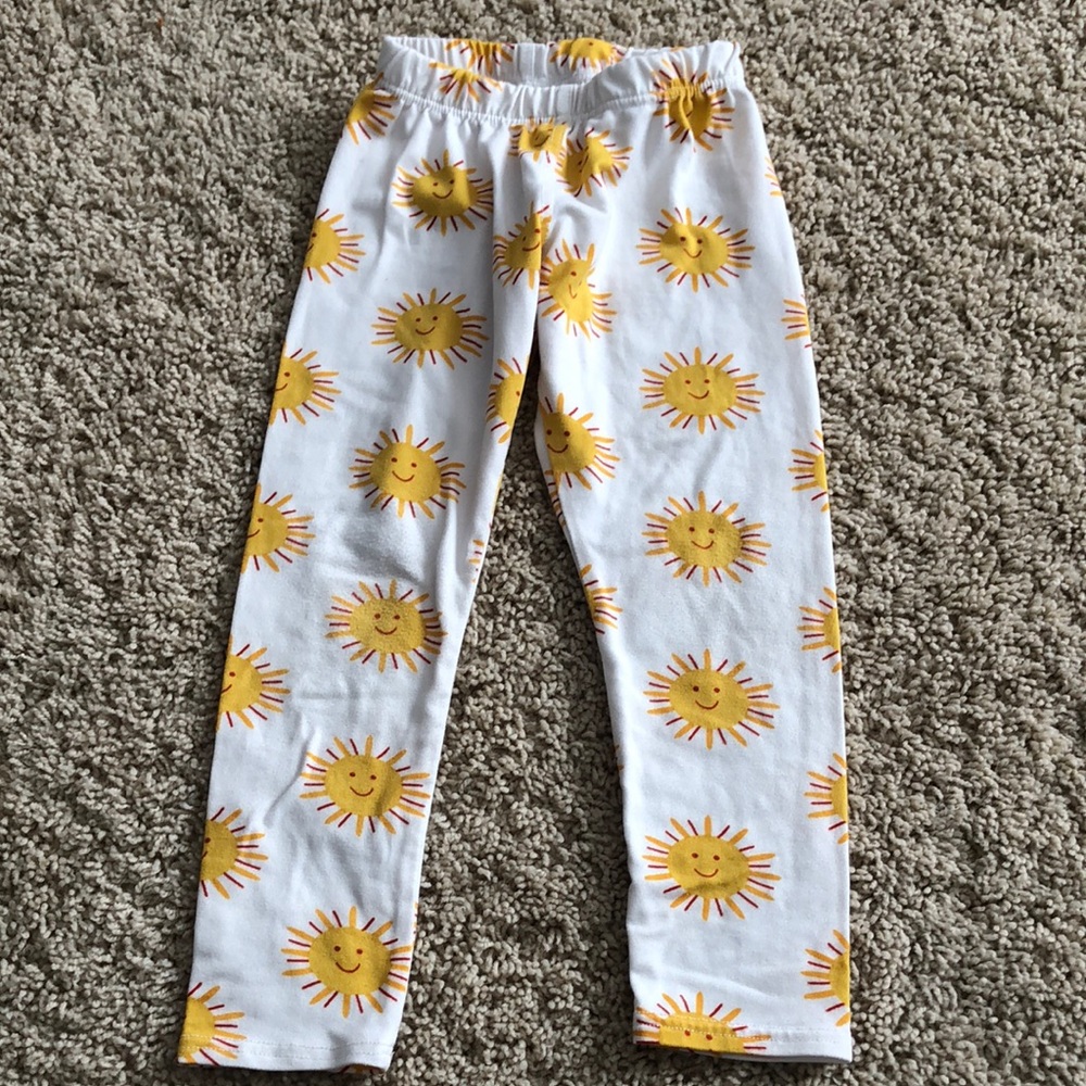 White Leggings with Sun Print